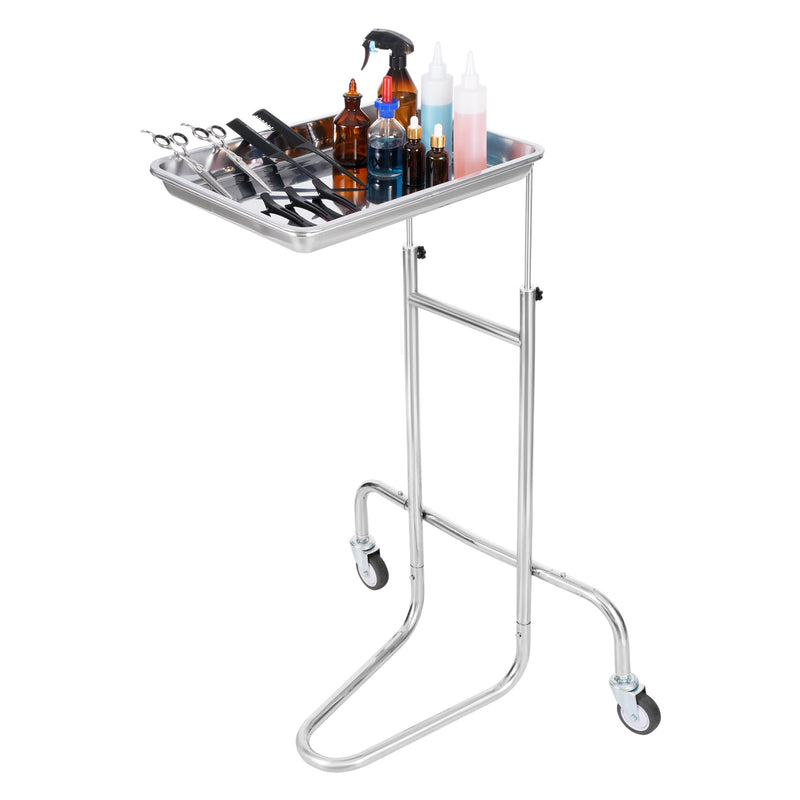 Stainless Steel Lab Cart Single Tray 2 Silent Wheels Clinic
