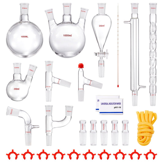 Lab Glassware Distillation Kit 1000ml 3.3 Boro 29 pcs Glassware Equipment