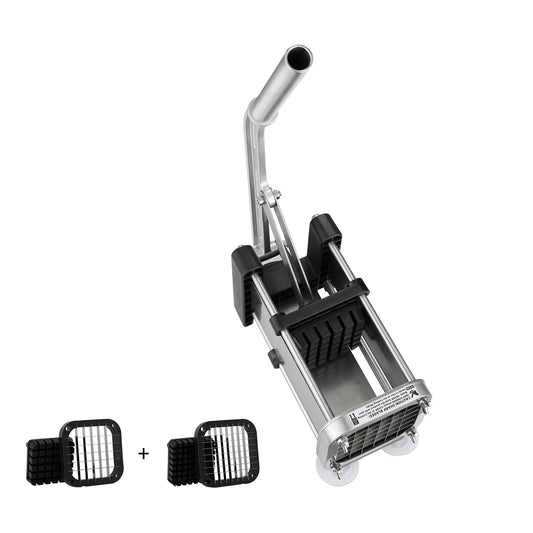 French Fry Cutter, Potato Slicer with 1/2-Inch and 3/8-Inch Stainless Steel Blades, Manual Potato Cutter Chopper with Suction Cups, Great for Potato, French Fries, Cucumber, Vegetables, Carrot