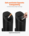 Cigarette Butt Receptacle, Stainless Steel Cylinder Cigarette Butt Container, Wall Mounted and Weatherproof Outdoor Cigarette Butt Disposal for Garden, Office, Restaurant, Hotel, Bar, Black