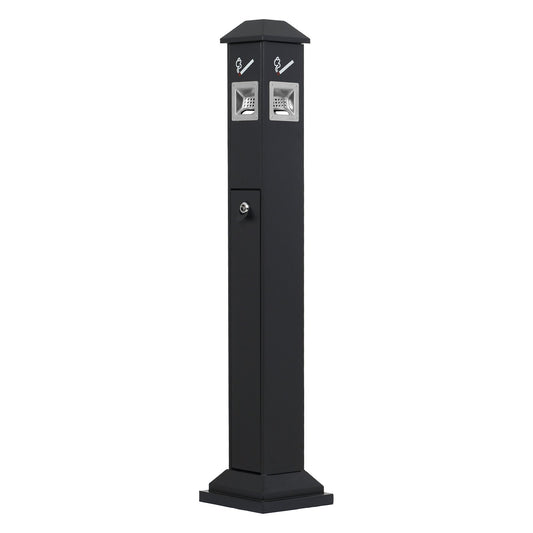 Cigarette Butt Receptacle 4 Openings Weatherproof Outdoor Bin Black