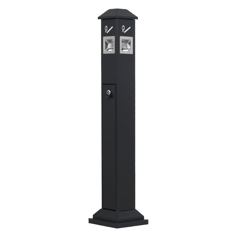 Cigarette Butt Receptacle 4 Openings Weatherproof Outdoor Bin Black
