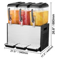 Commercial Beverage Dispenser, 3 Tanks 12 L Per Tank Juice Dispenser, 370W Stainless Steel Ice Tea Drink Machine with 7℃-12℃ Cooling Temperature, for Cold Drink Restaurant Bar Party