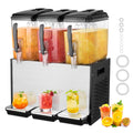 Commercial Beverage Dispenser, 3 Tanks 12 L Per Tank Juice Dispenser, 370W Stainless Steel Ice Tea Drink Machine with 7℃-12℃ Cooling Temperature, for Cold Drink Restaurant Bar Party