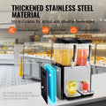 Commercial Beverage Dispenser 2x12L Juice Ice Tea 286W Cooling