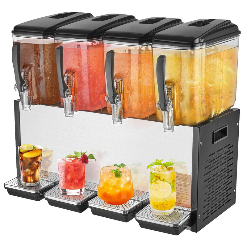 Beverage Dispenser 4 Tank 48L Juice Machine 510W Stainless Steel