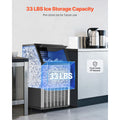 Commercial Ice Maker Machine, 100lbs/24H Ice Maker Machine with 33lbs Storage Capacity, 45 Ice Cubes in 15 Minutes, LED Digital Display Freestanding Self-Cleaning for Bar Office Restaurant