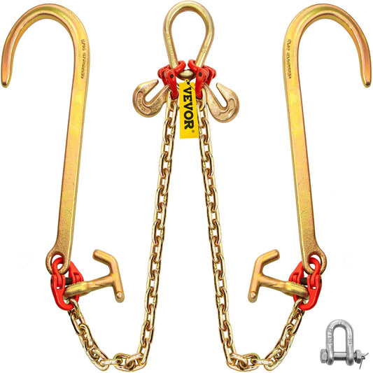 V Bridle Tow Chain 5/16in x 2ft Grade 80 9260lbs TJ Hooks
