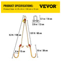 V Bridle Tow Chain 5/16in x 2ft Grade 80 9260lbs TJ Hooks