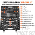 VEVOR Tap and Die Set 116 Piece Metric SAE Bearing Steel Threading Tool