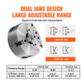 3-Jaw Lathe Chuck 200mm Self-Centering with T-Key & Hex Wrench