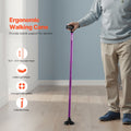 Folding Walking Cane 4-Prong Base 8-Level Height Adjustable