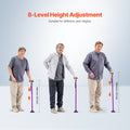 Folding Walking Cane 4-Prong Base 8-Level Height Adjustable