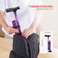Folding Walking Cane 4-Prong Base 8-Level Height Adjustable