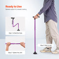 Folding Walking Cane 4-Prong Base 8-Level Height Adjustable