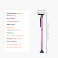 Folding Walking Cane 4-Prong Base 8-Level Height Adjustable