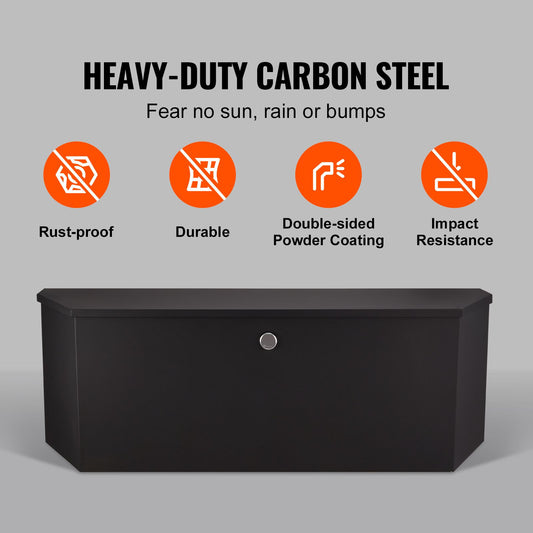 Trailer Tongue Box, Carbon Steel Tongue Box Tool Chest, Heavy Duty Trailer Box Storage with Lock and Keys, Utility Trailer Tongue Tool Box for Pickup Truck Bed, RV Trailer, 91.44cmx30.48 cmx30.4