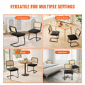 Rattan Dining Chair Set of 2 Black Velvet Upholstered