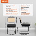 Rattan Dining Chair Set of 2 Black Velvet Upholstered