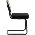 Rattan Dining Chair Set of 2 Black Velvet Upholstered