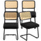 Rattan Dining Chairs Set 4 Velvet Upholstered Black Kitchen Retro