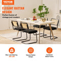 Rattan Dining Chairs Set 4 Velvet Upholstered Black Kitchen Retro