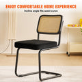 Rattan Dining Chairs Set 4 Velvet Upholstered Black Kitchen Retro