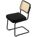 Rattan Dining Chairs Set 4 Velvet Upholstered Black Kitchen Retro
