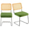 Rattan Dining Chairs Set of 2 Velvet Green Upholstered Kitchen