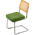 Rattan Dining Chairs Set of 2 Velvet Green Upholstered Kitchen