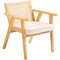 Rattan Dining Chair Armrest Upholstered Mid Century Beige