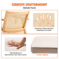 Rattan Dining Chair Armrest Upholstered Mid Century Beige