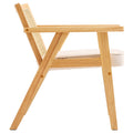 Rattan Dining Chair Armrest Upholstered Mid Century Beige
