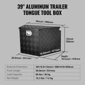 Trailer Tongue Box Aluminium 99cm Diamond Plate Storage Lock