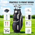 Golf Cart Bag with 14 Way Organizer Divider Top, 13 Pockets Premium Cart Bag, Durable 600D Polyester Fabric Golf Bags with Handles & Dust Cover & Detachable Straps for Men & Women, Black Color-Block