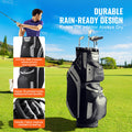 Golf Cart Bag 14 Way Divider 13 Pockets Black 600D Polyester