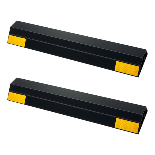 Parking Stopper, 406 mm 2 Pcs Heavy Duty Parking Aid for Garage, PP Curb Garage Floor Stopper with Reflective Strips, Vehicles Gadgets for Cars Vans Trucks Tire Wheel Guide Block Stops Bumpers