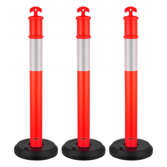 Traffic Delineator Posts 3 Pack 1140mm Reflective Red Safety Cones