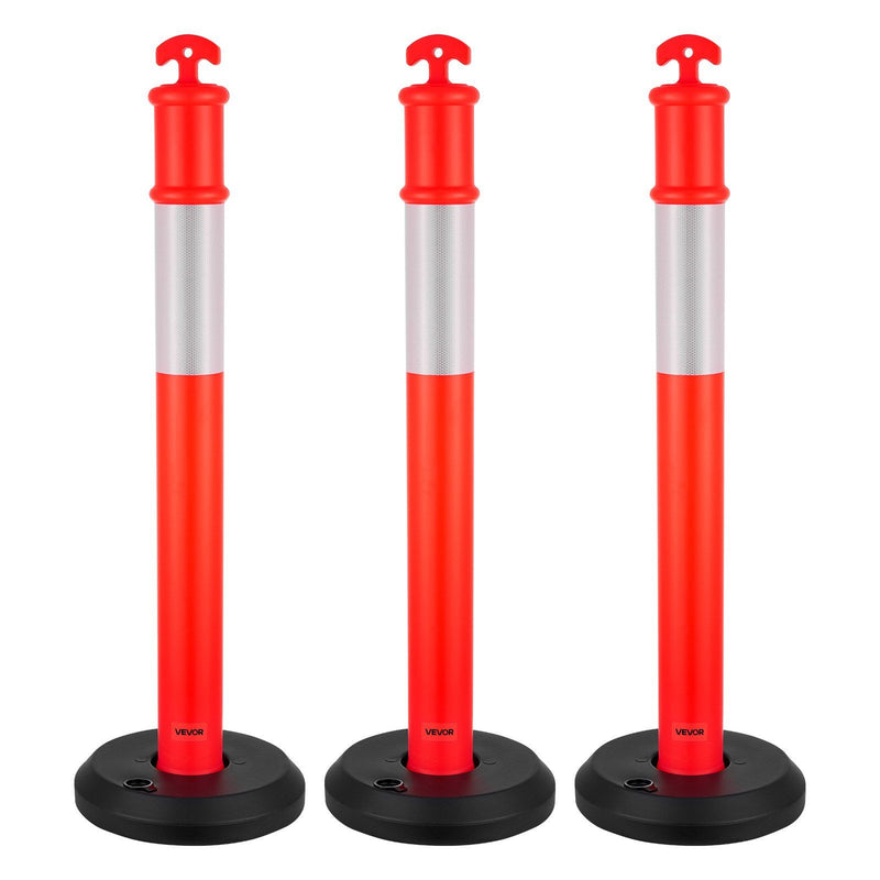 Traffic Delineator Posts 3 Pack 1140mm Reflective Red Safety Cones
