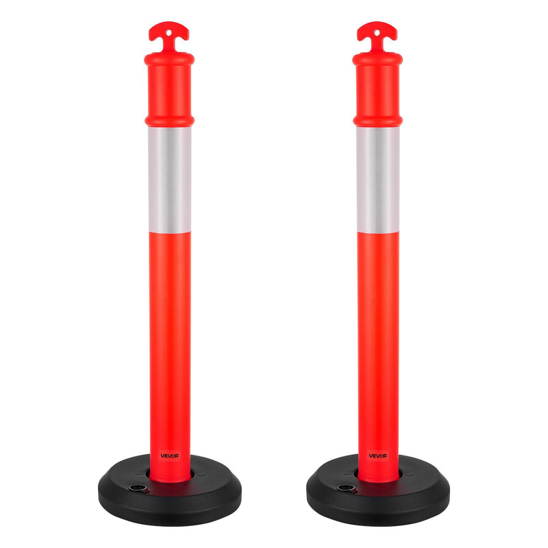 2x 1140mm Traffic Cones Reflective Delineator Posts Fillable Base