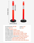 2x 1140mm Traffic Cones Reflective Delineator Posts Fillable Base