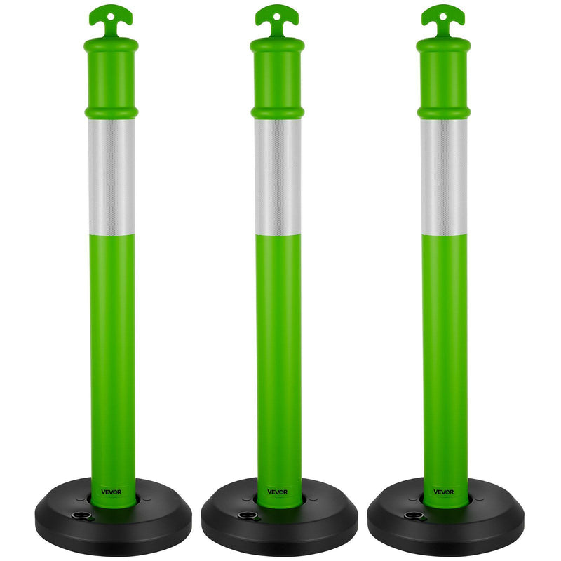 Traffic Safety Cones 3 Pack 1140mm Reflective Fillable Base Green