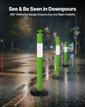 Traffic Safety Cones 3 Pack 1140mm Reflective Fillable Base Green