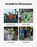 Traffic Safety Cones 3 Pack 1140mm Reflective Fillable Base Green