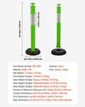Traffic Safety Cones 3 Pack 1140mm Reflective Fillable Base Green