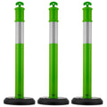 Traffic Safety Cones 3 Pack 1140mm Reflective Fillable Base Green