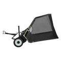 Tow Behind Lawn Sweeper, 122cm Pull Behind Yard Sweeper, 26 cu. ft Hopper Bag Capacity, Leaf & Grass Collector with Dumping Rope, Adjustable Sweeping Height, Garden Sweepers for Lawn Farm