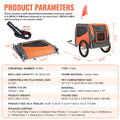 Dog Bike Trailer 30kg Pet Cart Bicycle Carrier Folding Orange