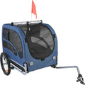 Dog Bike Trailer, Supports up to 45 kg, Pet Cart Bicycle Carrier, Easy Folding Frame with Quick Release Wheels, Universal Bicycle Coupler, Reflectors, Flag, Collapsible to Store, Blue/Black