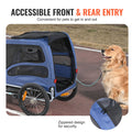 Dog Bike Trailer, Supports up to 45 kg, Pet Cart Bicycle Carrier, Easy Folding Frame with Quick Release Wheels, Universal Bicycle Coupler, Reflectors, Flag, Collapsible to Store, Blue/Black